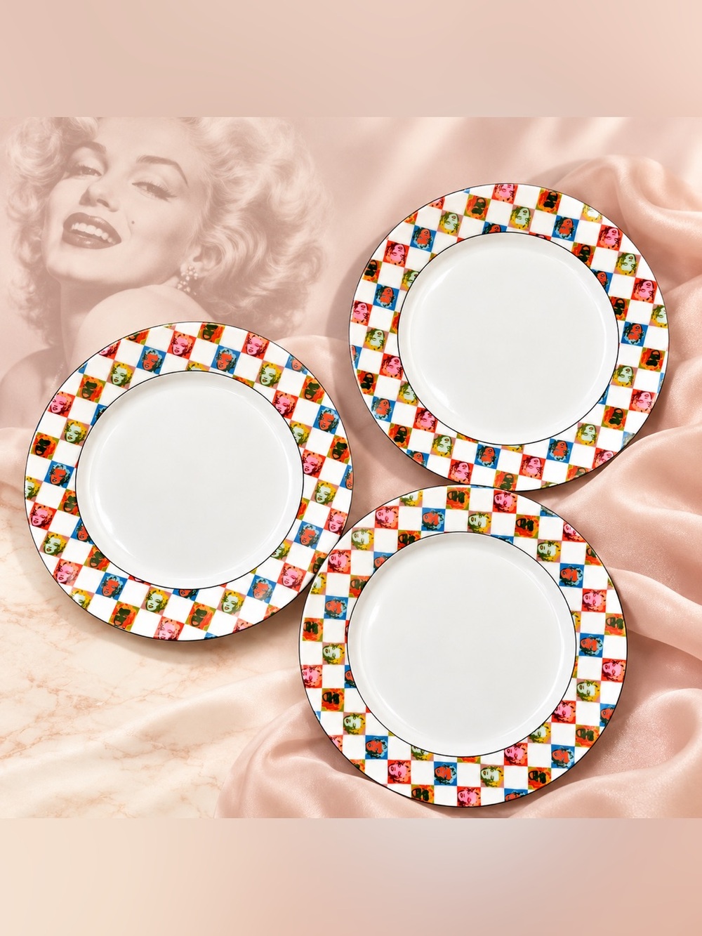 Andy Warhol Marilyn Monroe BLOCK Dinner Plates – Set of 3